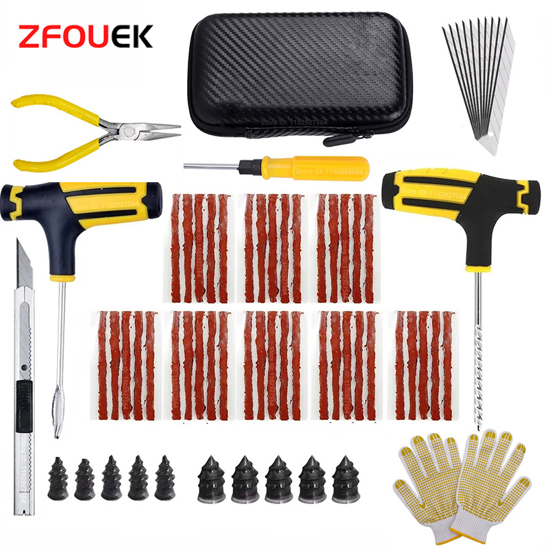Car Emergency Tool Kit - 新車タイヤ修理キット パンク修理ツール タイヤパンク緊急用 タイヤストリップ 撹拌接着剤 修理ツールキット