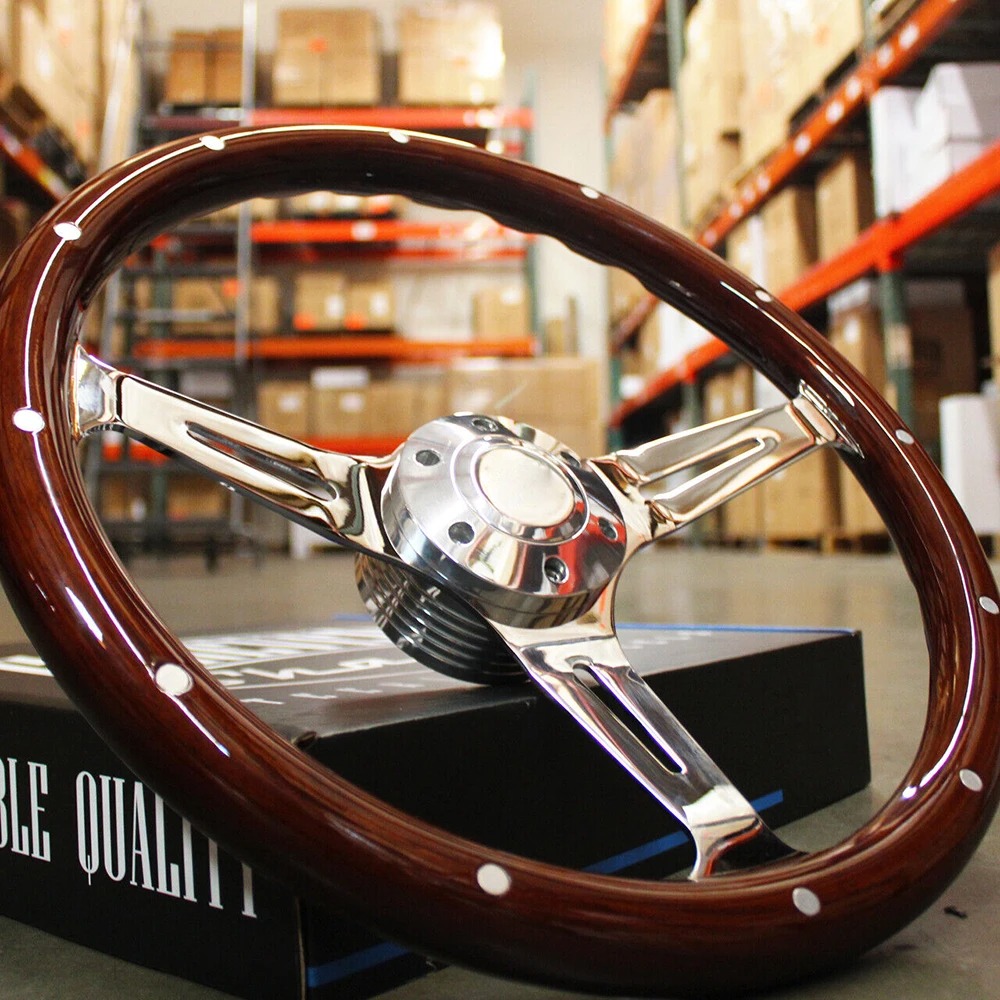 Car Accessories For Steering Wheel - 車用ユニバーサル装飾パーソナライズクラシックウッドカーアクセサリー、レーシングカー用ステアリングホイール