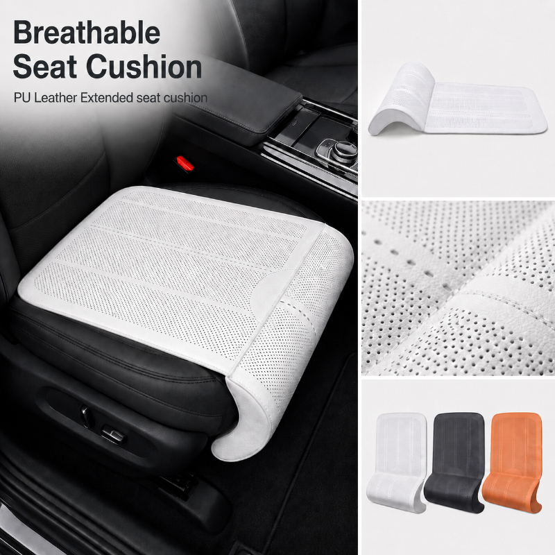 Leather Car Seat Cover - ユニバーサルカーシートクッション通気性PUレザーシートカバーフロントシートプロテクターパッド、脚サポート付き、車、SUV、トラック、自動車用