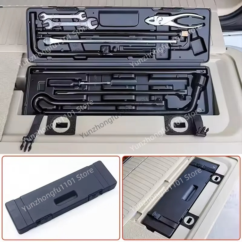 Car Emergency Tool Kit - 08-20年式LC200用自動車緊急ツールボックス、カーツールキット、レンチ、スペアタイヤロッカー付き
