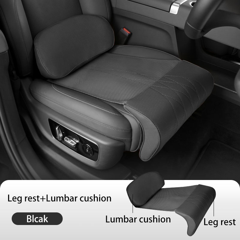 Leather Car Seat Cover - ナッパレザーレッグサポートエクステンションシートカバーメモリーフォームエクステンダークッション背もたれ付き車内アクセサリーユニバーサルカー