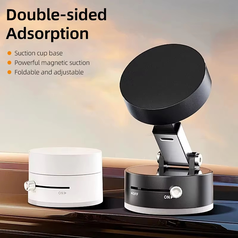 Wireless Car Charger - マグセーフ対応吸盤式マグネット式携帯電話ホルダー 真空吸着デスクトップスタンド 車載ブラケット ポータブル 角度調整可能 レイジーキックスタンド
