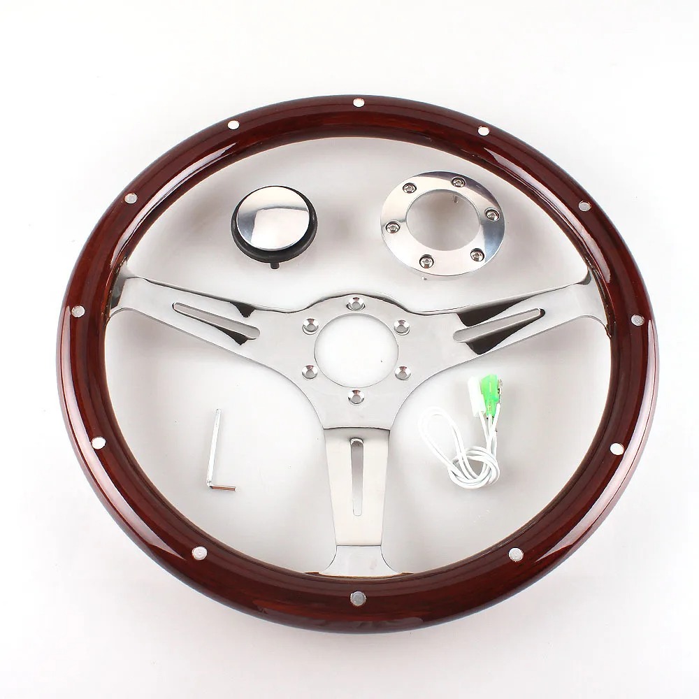 車用ユニバーサル装飾パーソナライズクラシックウッドカーアクセ - Car Accessories For Steering Wheel のレビューと価格