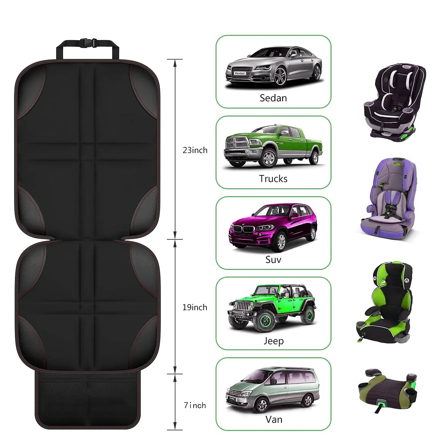 厚いPUレザー製チャイルドシートプロテクター、車用シートカバ - Leather Car Seat Cover のレビューと価格