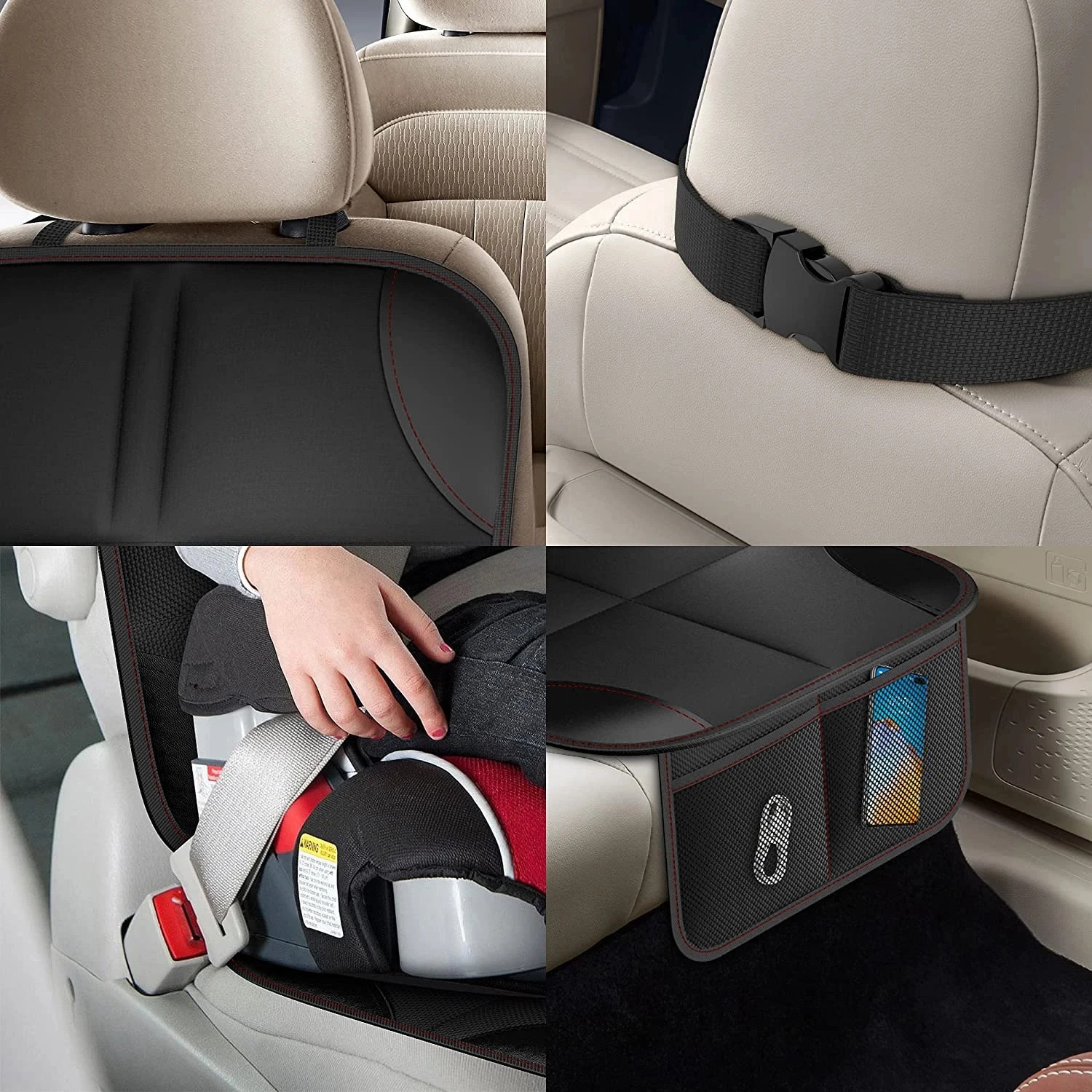 厚いPUレザー製チャイルドシートプロテクター、車用シートカバ - Leather Car Seat Cover のレビューと価格
