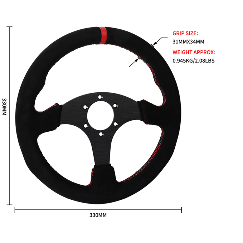 スエードレーシングステアリングホイールサポートカスタムロゴ車 - Car Accessories For Steering Wheel のレビューと価格