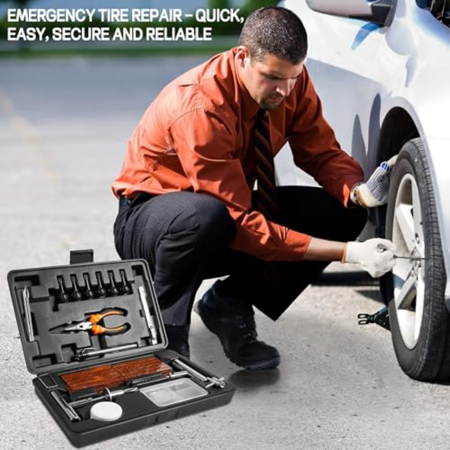 頑丈なステンレス製タイヤ修理キット - 110個入りタイヤ修 - Car Emergency Tool Kit のレビューと価格
